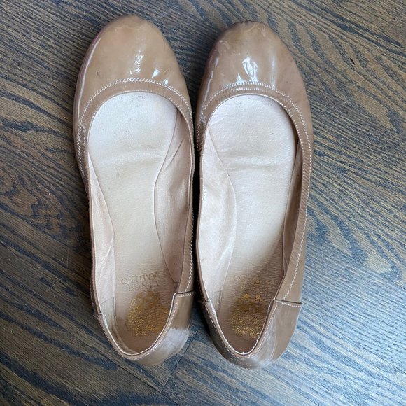 Vince Camuto Patent Leather Ellen Ballet Flats, Size 9.5, Tan Taupe Beige Brown - Picture 1 of 5